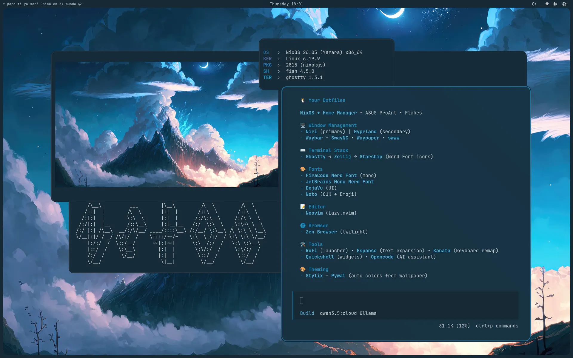 NixOS showcase — desktop and config screenshot